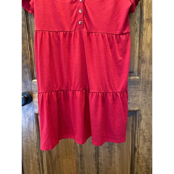 Knox Rose Dress Size Large Red Tiered Loose Fit V Neck + Stretch Flirty Party - Picture 4 of 9